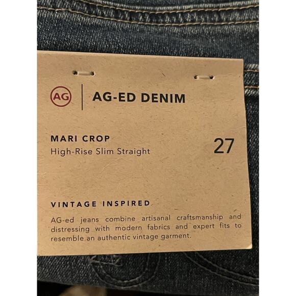 NWT AG Adriano Goldschmied Mari Crop Jeans •27• High-Rise Slim Straight $245 - Picture 6 of 10